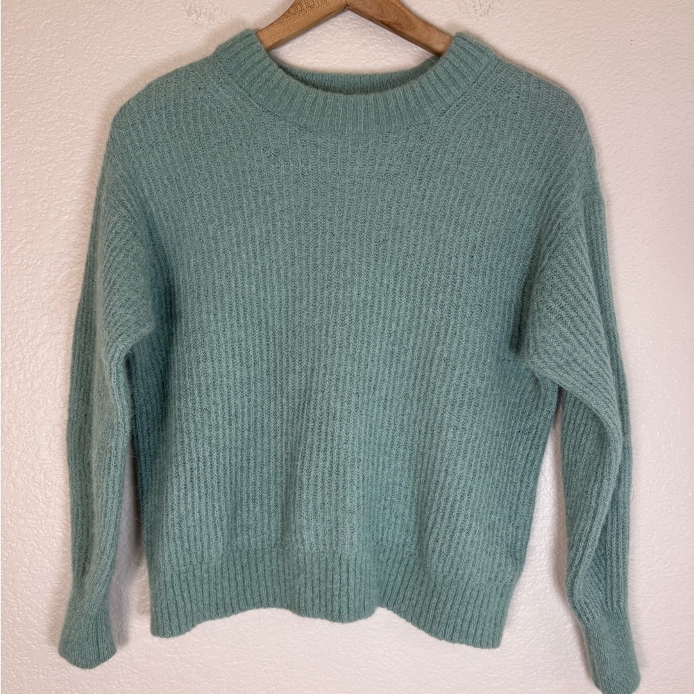 Everlane Cocoon Alpaca Wool Sweater Heathered Lilypad Small $128 Blue Green - Picture 4 of 11